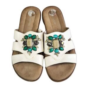 Natural Soul Jypsy Wedge Sandals 7M Turquoise Gem Embellished Boho Comfort